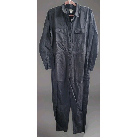 NWT Outerknown Station Jumpsuit Coverall Sz S Storm Organic Cotton Linen $228 - Picture 1 of 16